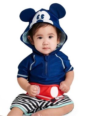 Disney Baby Mickey Mouse hooded rash guard swim shirt